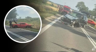 Zderzenie dw&oacute;ch samochod&oacute;w i motocykla na DK 8 w Mlecznej. Lądował śmigłowiec LPR
