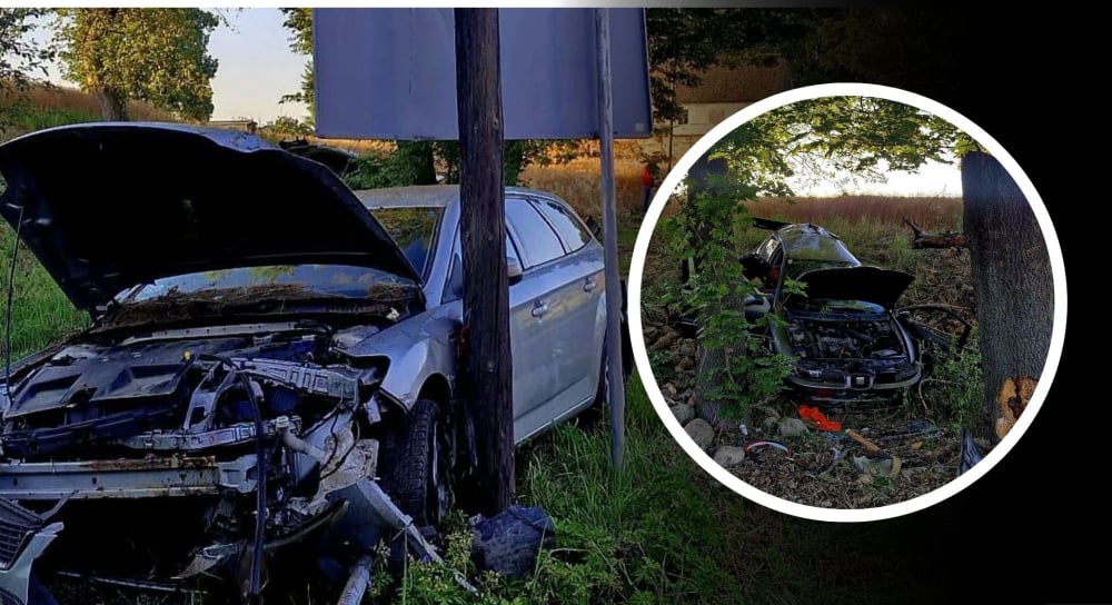 Dramatyczny wypadek pod Ząbkowicami Śląskimi. Zderzenie dwóch samochodów, jeden uderzył w drzewo - 22 latek nie miał uprawnień, jechał samochodem bez ważnych badań technicznych.