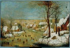 Galeria sztuki europejskiej - http://www.mnwr.art.pl/, Pieter Breughel Mł., Pejzaż zimowy z łyżwiarzami i pułapką na ptaki, koniec XVI w