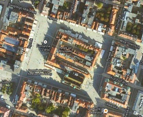 Siedem stopni różnicy na Rynku - fot. Mapy Google