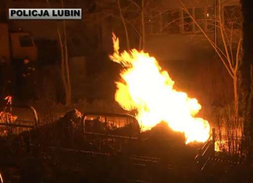 Lubin: Zapalił się  gazociąg (FILM) - fot. Policja Lubin