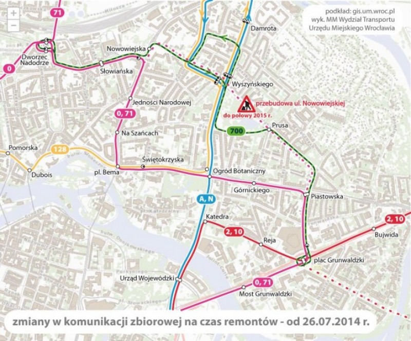 Uwaga, pasażerowie MPK! (OBJAZDY) - Mapy: UM Wrocław