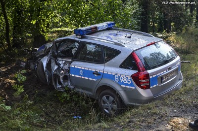 Policjantka wjechała w drzewo. Helikopter zabrał ją do szpitala - 1