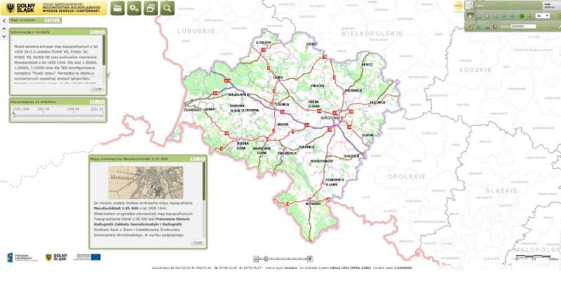 Historyczne mapy Dolnego Śląska. Sprawdź, jak zmieniał się Wrocław - prnt scr. www.geoportal.dolnyslask.pl