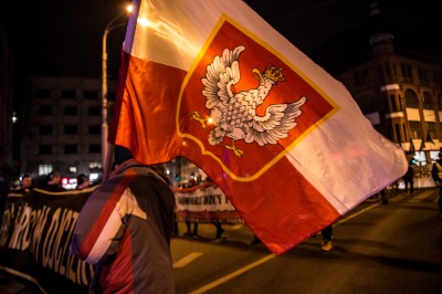 Manifestacja narodowców. Spalono zdjęcia Wałęsy, Michnika i Baumana - 5