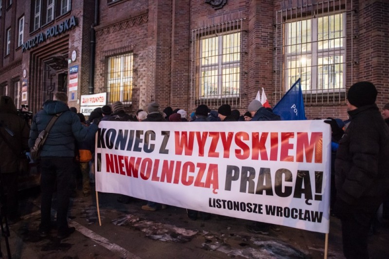 Wrocław: Protest listonoszy (ZDJĘCIA, FILM) - zdjęcia: Andrzej Owczarek (Radio Wrocław)