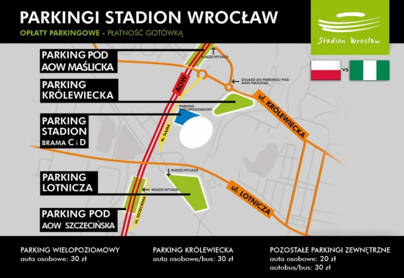 Jak dojechać na mecz Polska - Nigeria [TRAMWAJE, PARKINGI] - fot. Stadion Wrocław. 
