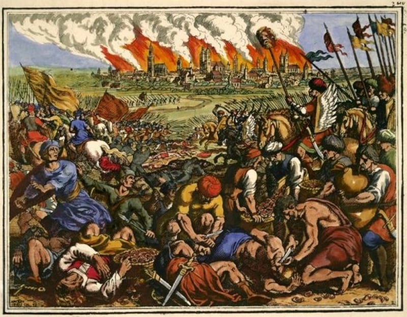 777. rocznica bitwy pod Legnicą - Bitwa pod Legnicą na miedziorycie Matthäusa Meriana Starszego z 1630 roku 