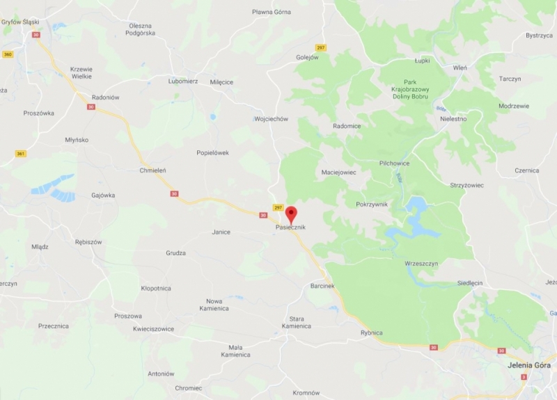 Śmiertelny wypadek na DK 30 - fot. lokalizacja wsi Pasiecznik