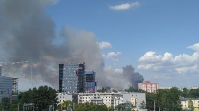 Kłęby dymu w okolicach stadionu Wrocław. Płoną pola z żytem [FOTO]