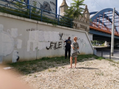 Wrocław: Strażnicy miejscy zamalowują graffiti nawołujące do nienawiści