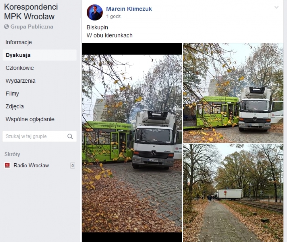Pożar tramwaju na Biskupinie. Samochód wjechał przed tramwaj [WIDEO, ZDJĘCIA] - (fot. Korespondenci MPK Wrocław / facebook)