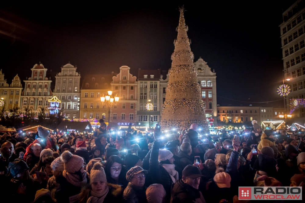 Choinka na wrocławskim rynku już w blasku światełek