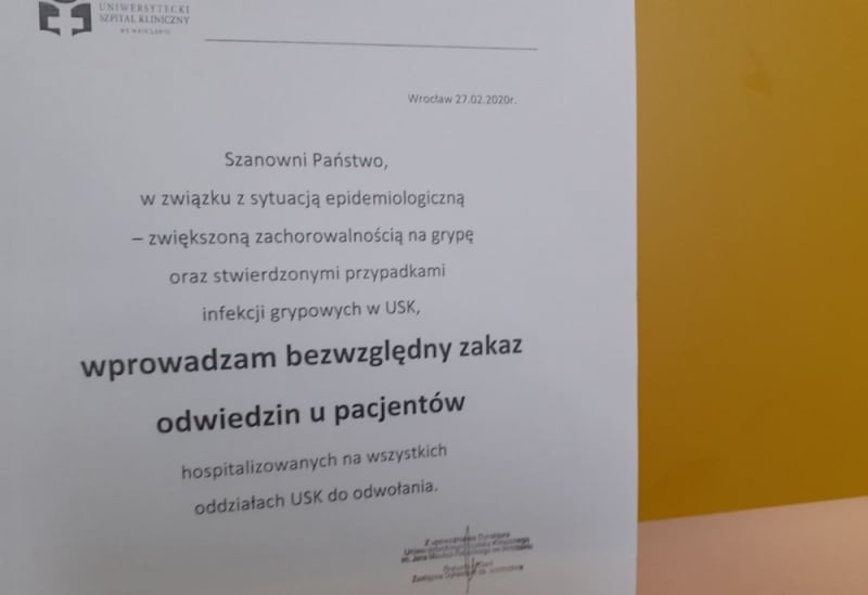 Zakaz odwiedzin i wstrzymanie przyjęć planowych na dwóch oddziałach - fot. Elżbieta Osowicz