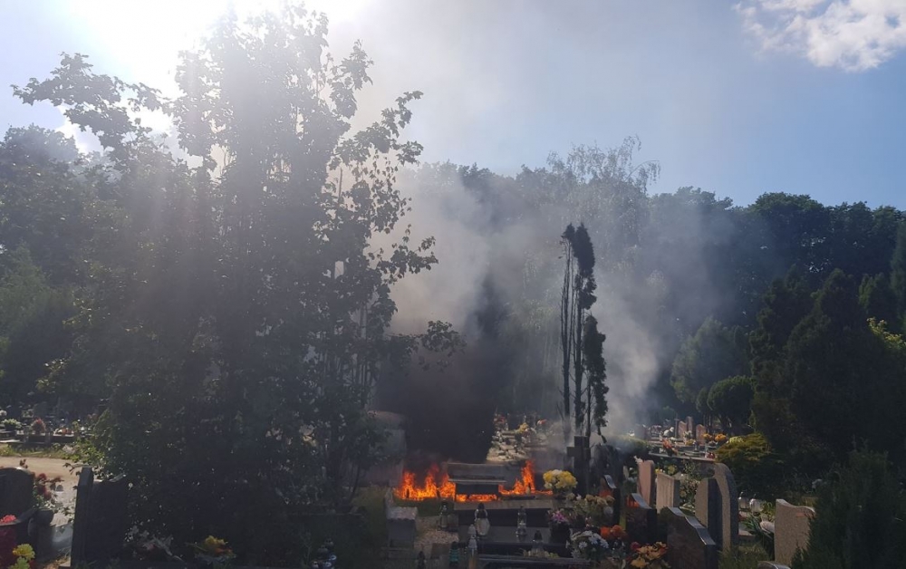 Pożar na Cmentarzu Grabiszyńskim - fot. Emilia Śledziona