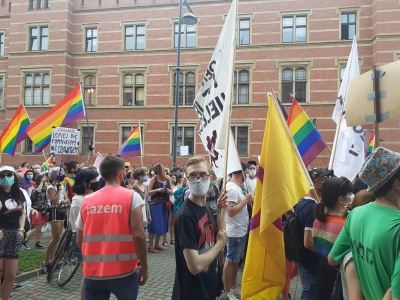 Protest przeciwko brutalności policji przed komendą przy Podwalu  - 2