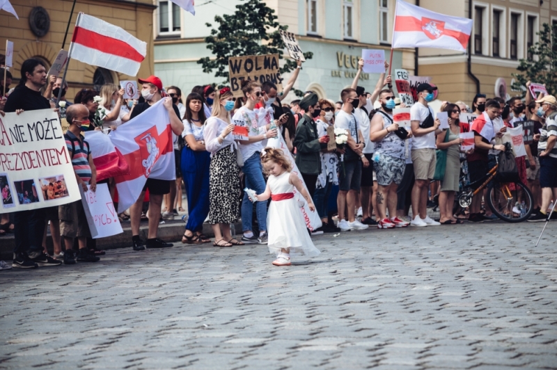 Wrocławianie solidarni z Białorusią [ZOBACZ] - fot. Patrycja Dzwonkowska
