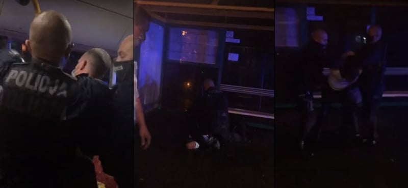 Policjanci siłą wyciągnęli mężczyznę z elektryczną hulajnogą z autobusu [FILM] - fot. YT